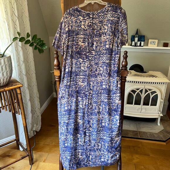 Vtg 1990s Maxi Dress LONG Jeffrey Dara Size Flowy wood beads boho hippie L/XL - Picture 8 of 13